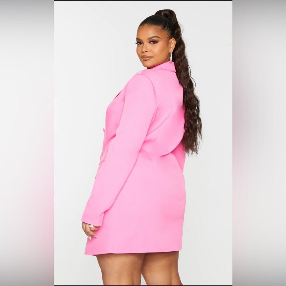 PrettyLittleThing Hot Pink Long Sleeve Blazer Dress - Picture 2 of 4